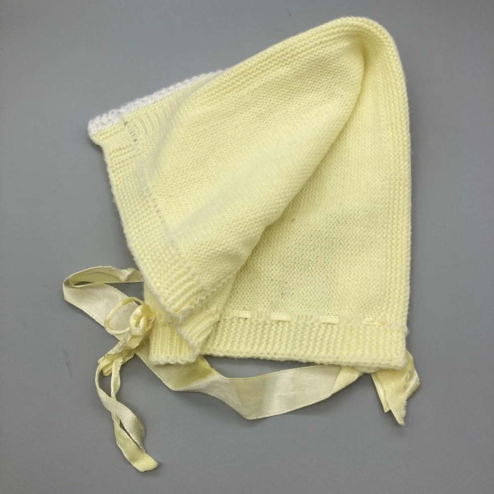 Hand Crocheted Yellow Baby Booties And Bonnet 0-6months